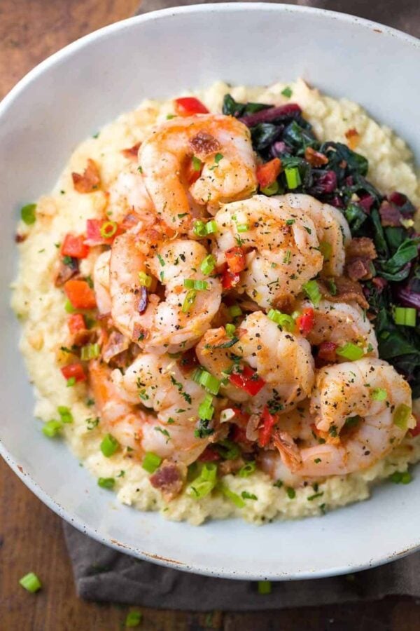 The 35 BEST Cauliflower Recipes - cauliflower grits with shrimp.