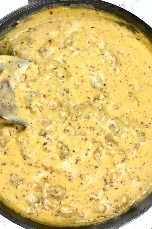 sausage gravy in a skillet