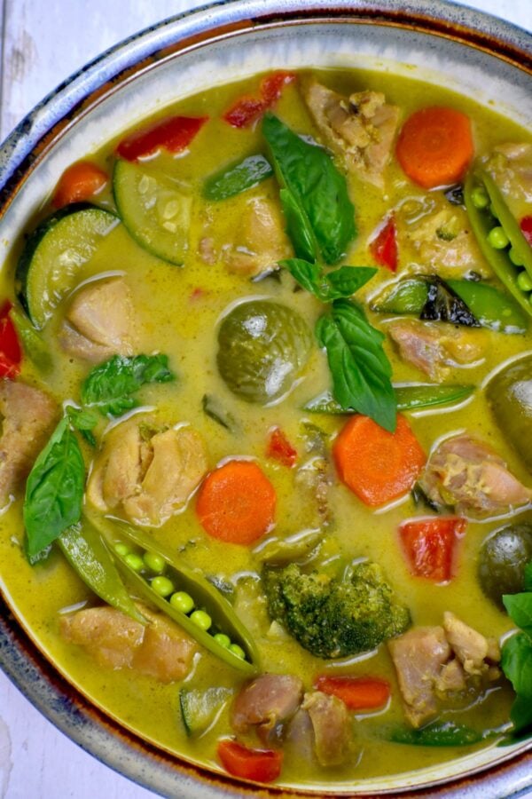 This Thai Green Curry is an absolute flavor bomb, with spicy, salty, umami and sweet Thai flavors. You can customize it from mild to Thai Hot!