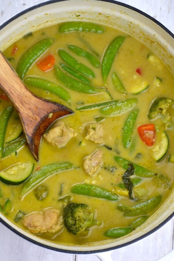 This Thai Green Curry is an absolute flavor bomb, with spicy, salty, umami and sweet Thai flavors. You can customize it from mild to Thai Hot!