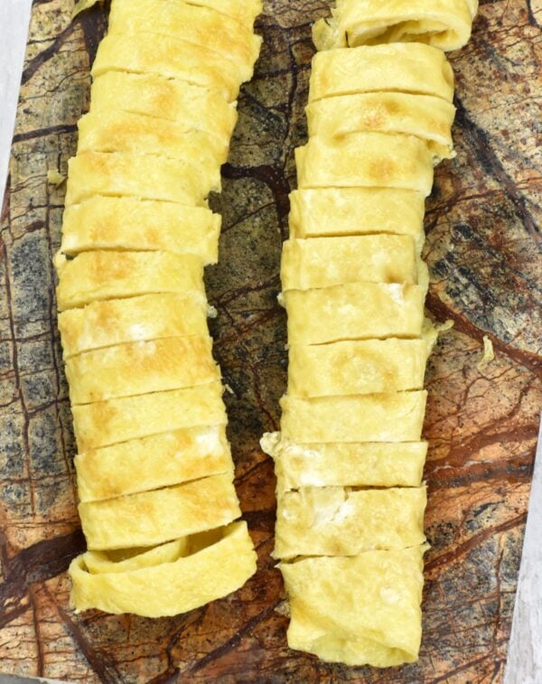 omelette cut into strips