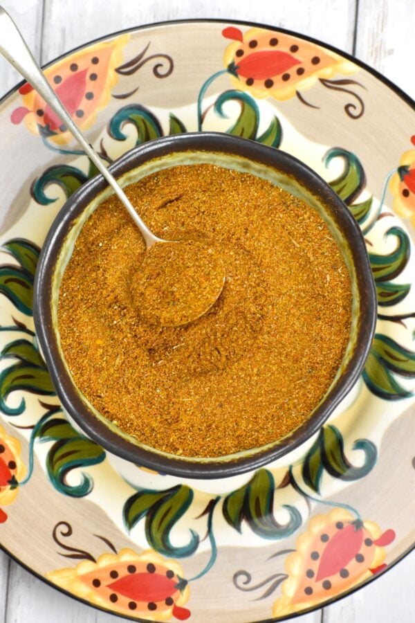 bowl of shawarma seasoning atop the Gypsy Plate